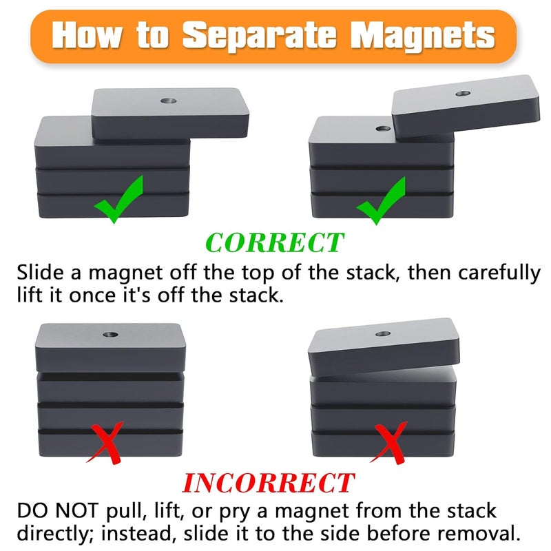 Anpro 14 Pack Heavy Duty Ceramic Magnets Strong Ferrite Block Magnets, 14pcs(1.9'' L x 0.9'' W x 0.4'' H) Rectangular Grade 8, Ceramic for Craft Hobbies & Kitchen Tools - Image 4