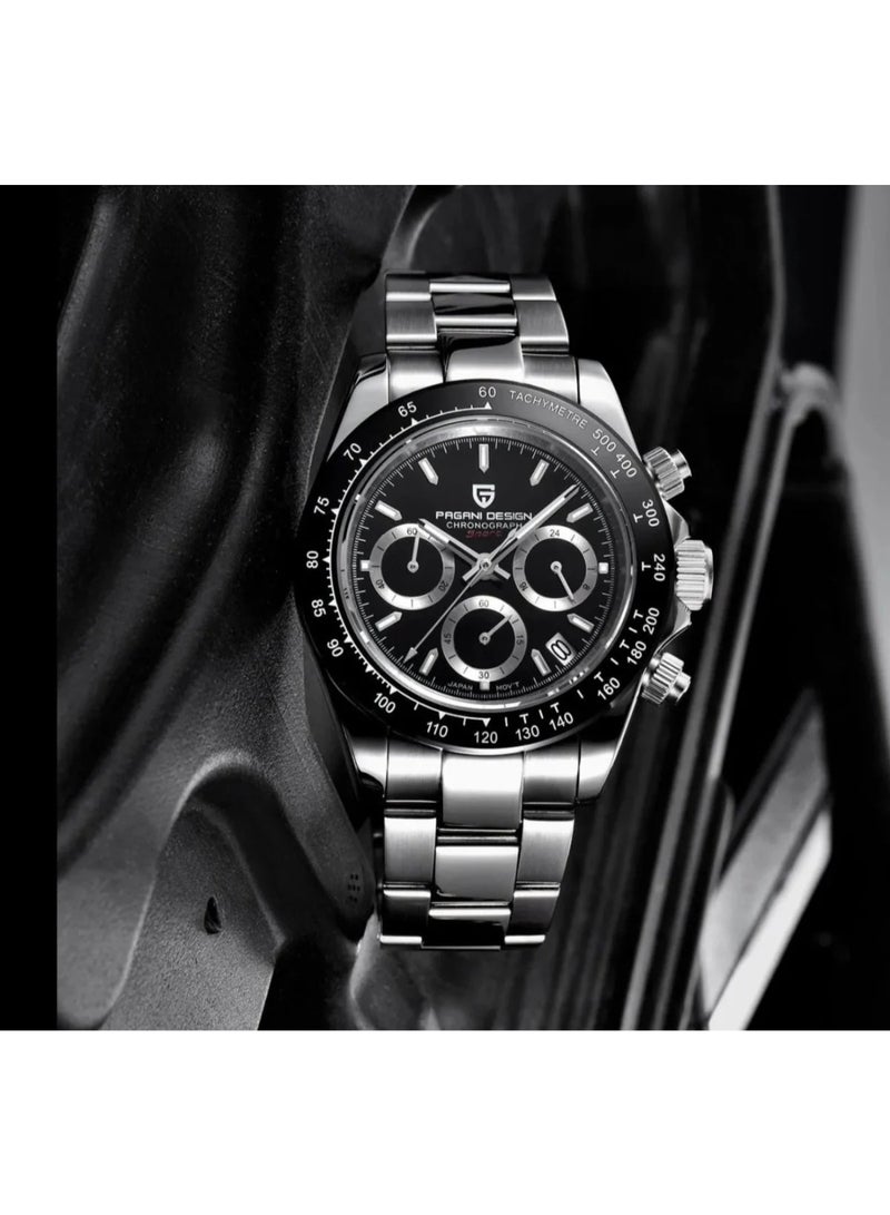 Pagani Design PD-1644 Black Dial Chronograph Men's Stainless Steel Watch - Image 2