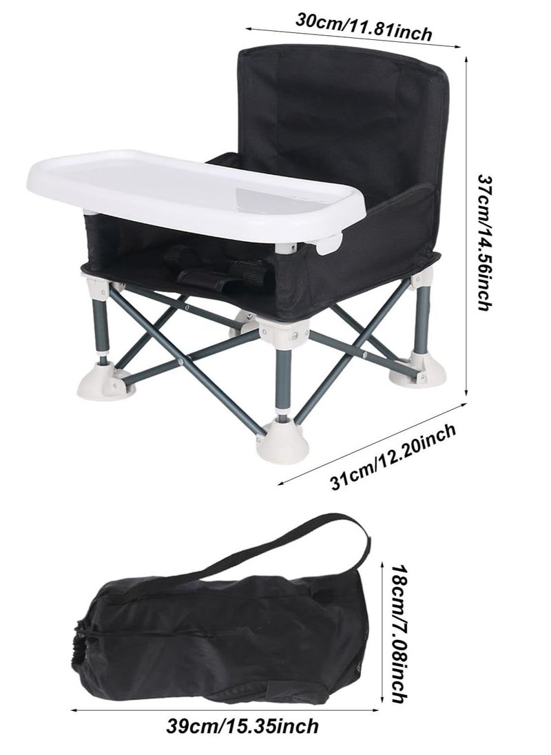Bebiland Portable Children's Dining Chair, Removable Baby Seat Travel,  Beach Booster Seat Compact Fold with Straps for Indoor/Outdoor Use (Black)  - Image 2