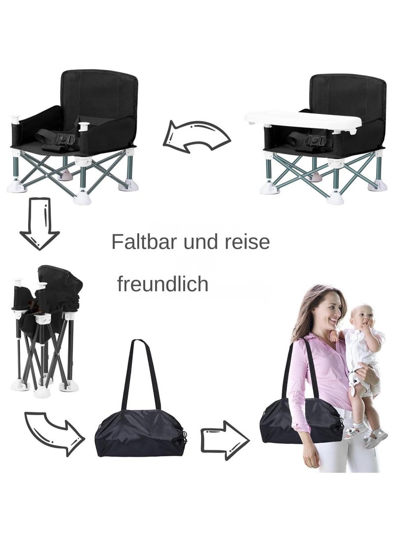 Bebiland Portable Children's Dining Chair, Removable Baby Seat Travel,  Beach Booster Seat Compact Fold with Straps for Indoor/Outdoor Use (Black)  - Image 3