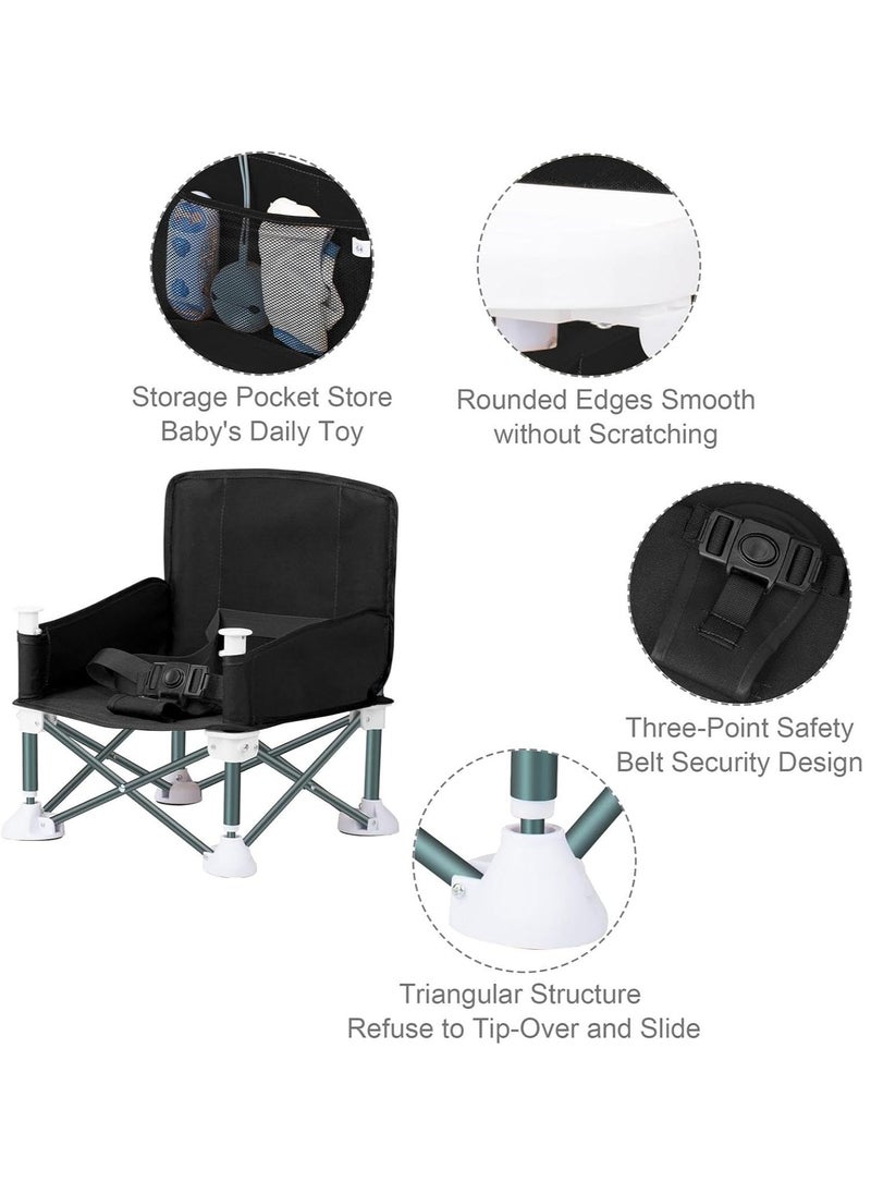 Bebiland Portable Children's Dining Chair, Removable Baby Seat Travel,  Beach Booster Seat Compact Fold with Straps for Indoor/Outdoor Use (Black)  - Image 4