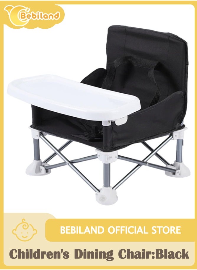 Bebiland Portable Children's Dining Chair, Removable Baby Seat Travel,  Beach Booster Seat Compact Fold with Straps for Indoor/Outdoor Use (Black)  - Image 1