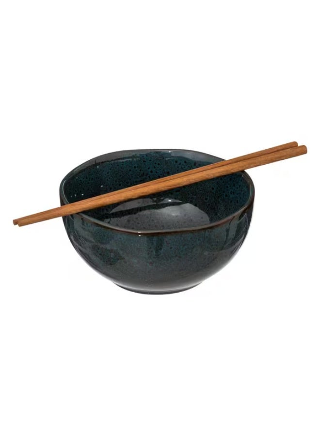 سيكريت وعاء بوكي من قطعتين من دي جورميه، مصنوع من اليشم، مع عيدان طعام، أخضر وبني، 15 سم، 194834 - Image 1