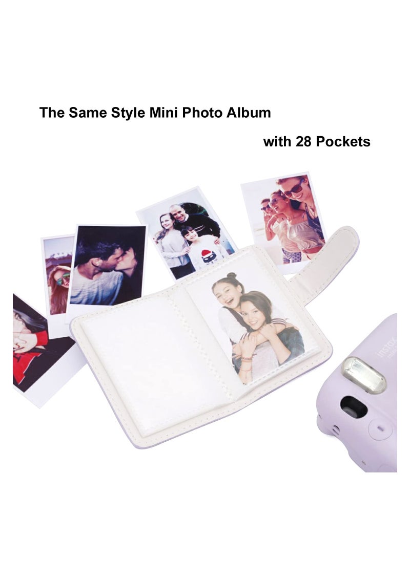 Generic Trendy PU Leather Camera Case for Fujifilm Instax Mini 11 9 8 8 Plus Adjustable Strap and Pocket with Mini Photo Album Purple  - Image 5
