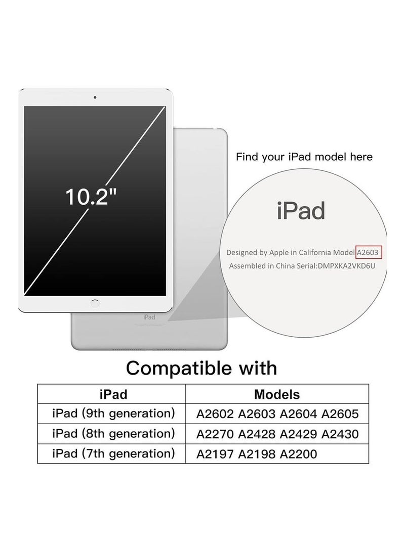 LEDIN 2 in 1 Rotating Case for iPad 8th (10.2-Inch, 2020 Model,8th Generation) with Pencil Holder,360 Degree Rotation Protective Stand Slim Cover Clear Back, Auto Wake/Sleep With Tempered Glass - Image 2