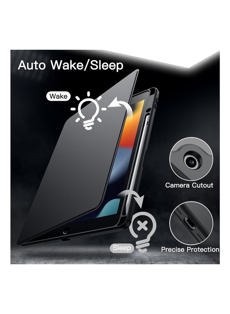 LEDIN 2 in 1 Rotating Case for iPad 8th (10.2-Inch, 2020 Model,8th Generation) with Pencil Holder,360 Degree Rotation Protective Stand Slim Cover Clear Back, Auto Wake/Sleep With Tempered Glass - Image 3