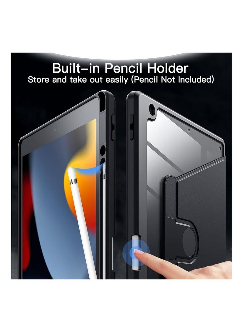 LEDIN 2 in 1 Rotating Case for iPad 8th (10.2-Inch, 2020 Model,8th Generation) with Pencil Holder,360 Degree Rotation Protective Stand Slim Cover Clear Back, Auto Wake/Sleep With Tempered Glass - Image 5