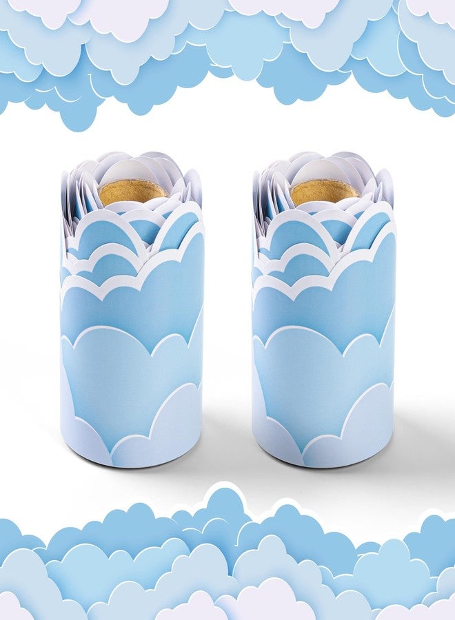INKNOTE 66 ft Blue Sky Clouds Bulletin Board Border Cloud Shaped die-Cut Border Trim Paper Cutouts roll for School Chalkboard Bulletin Board Window Wall Party Decor - Image 1