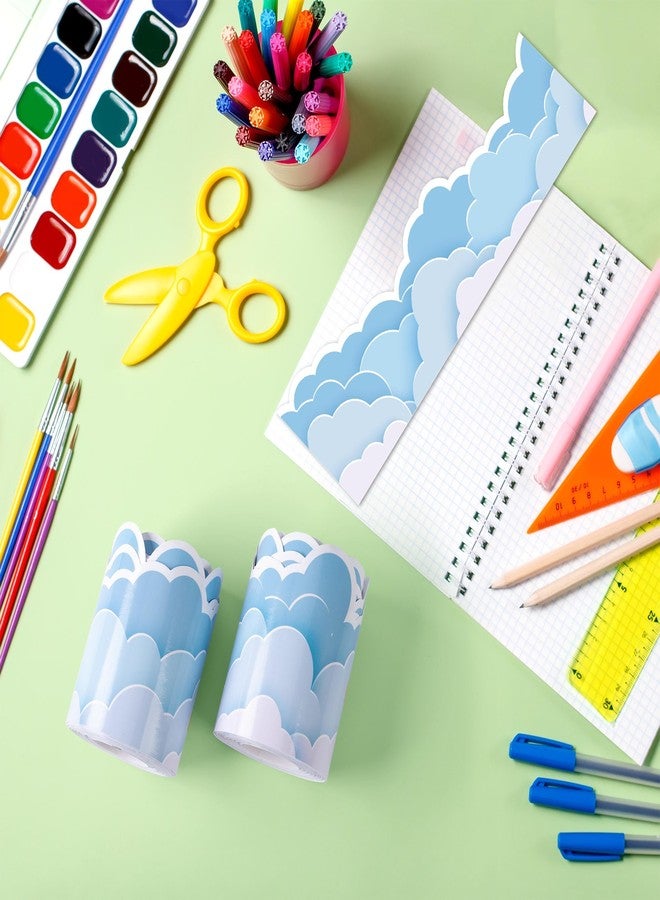 INKNOTE 66 ft Blue Sky Clouds Bulletin Board Border Cloud Shaped die-Cut Border Trim Paper Cutouts roll for School Chalkboard Bulletin Board Window Wall Party Decor - Image 4