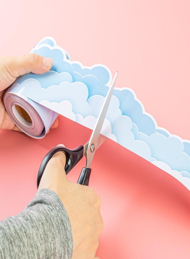 INKNOTE 66 ft Blue Sky Clouds Bulletin Board Border Cloud Shaped die-Cut Border Trim Paper Cutouts roll for School Chalkboard Bulletin Board Window Wall Party Decor - Image 5