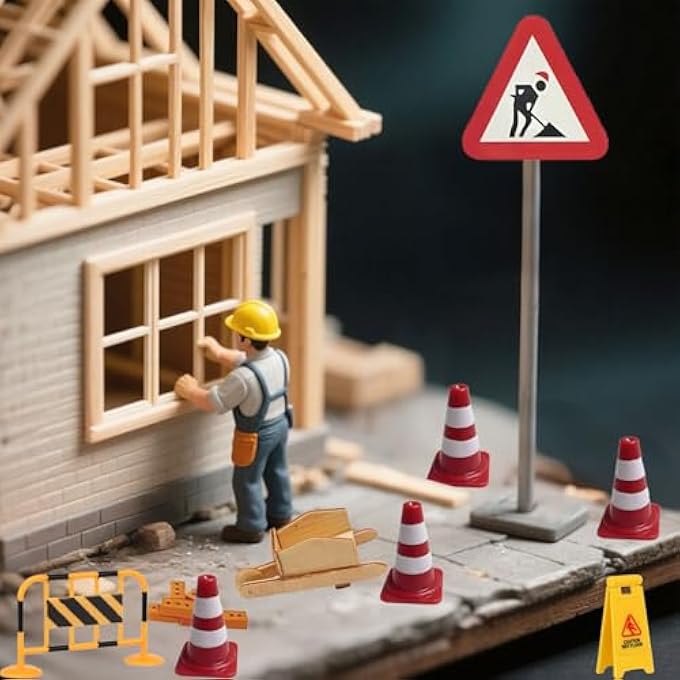 24 PCS CONSTRUCTION SITE GNOME SET ELF DOOR CONSTRUCTION SITE GNOME GNOME SHIPYARD DOLLHOUSE 1/12 GNOME SHIPYARDS CHRISTMAS DECORATION - Image 4