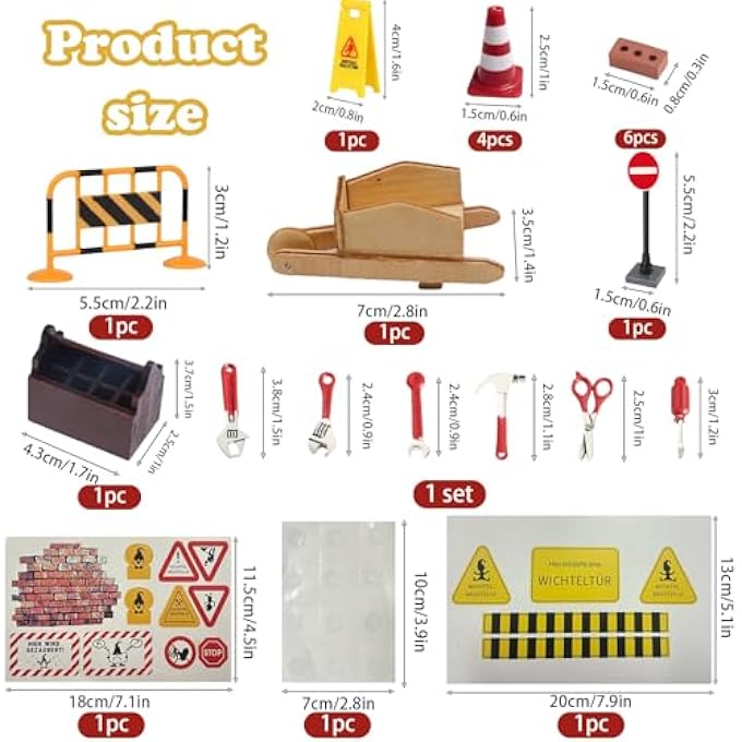 24 PCS CONSTRUCTION SITE GNOME SET ELF DOOR CONSTRUCTION SITE GNOME GNOME SHIPYARD DOLLHOUSE 1/12 GNOME SHIPYARDS CHRISTMAS DECORATION - Image 3