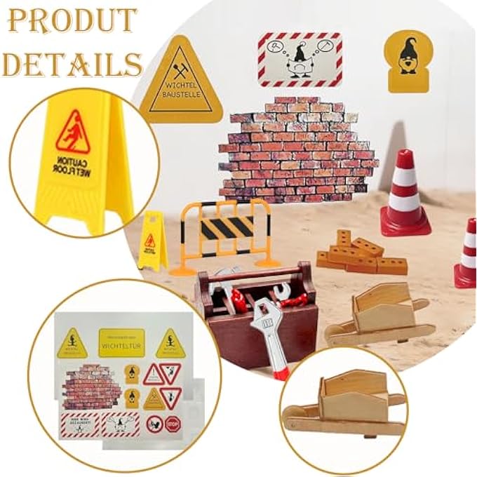 24 PCS CONSTRUCTION SITE GNOME SET ELF DOOR CONSTRUCTION SITE GNOME GNOME SHIPYARD DOLLHOUSE 1/12 GNOME SHIPYARDS CHRISTMAS DECORATION - Image 5