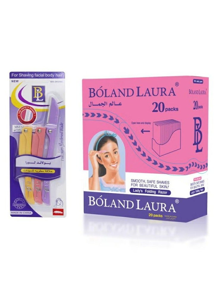 A set of flamingo blades for removing facial and body hair, consisting of 20 pieces
