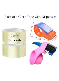 VIO Packing Tape with Dispenser Rolls Easy Mount Packaging Sealing Cutter Handheld Clear Transparent Tape For Masking Office Tapes  - Image 3