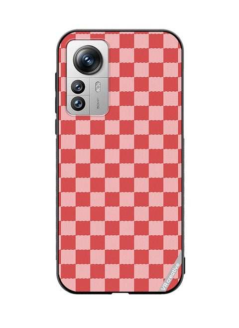 Protective Case Cover For Xiaomi 12 Pro Red Checkerboard Abstract Textured Checkers Design Multicolour