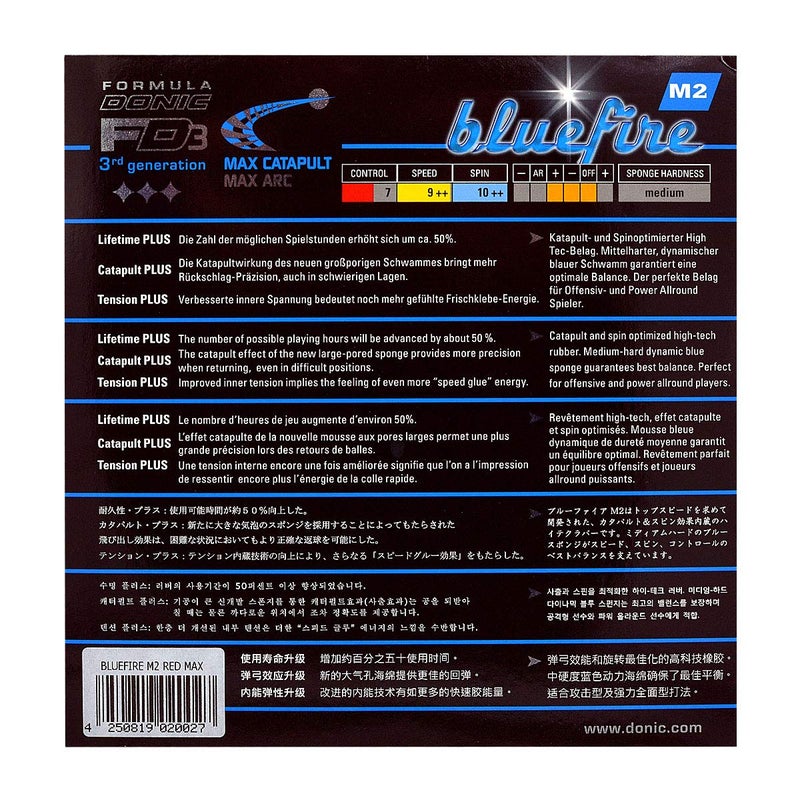 donic مطاط تنس الطاولة الأزرق فاير M2، اللون - أحمر - Image 5