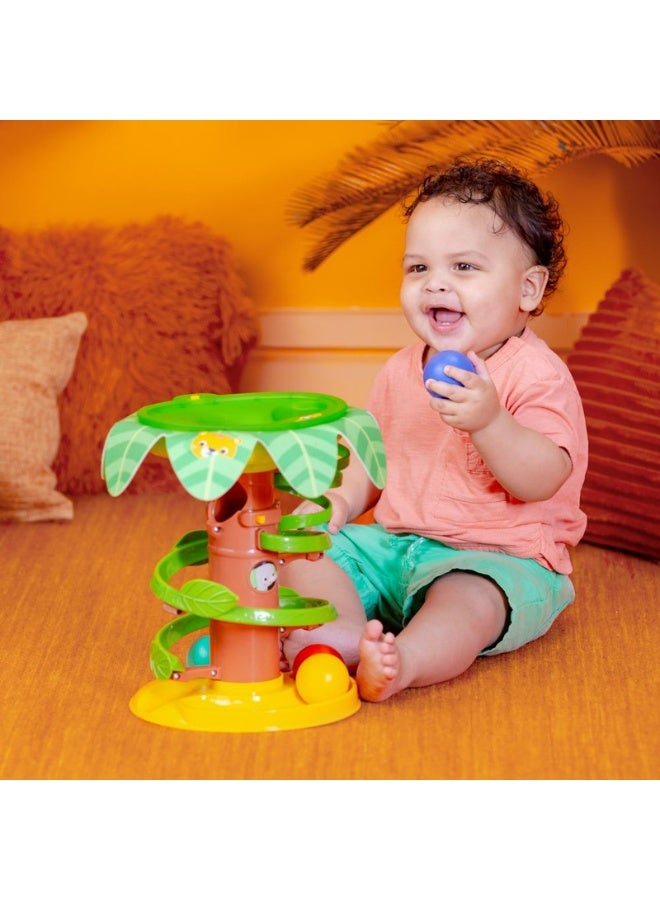 Bright Starts - Tropical Twirl Ball Play Toy, 4 Play Modes, Lights & Sounds, Adjustable Height, Ages 6 months + - Image 1