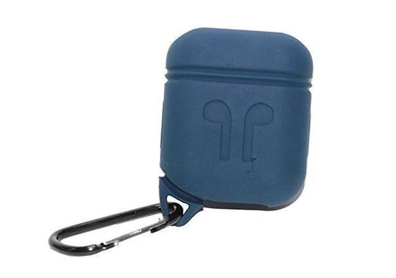 IONIX Silicone Soft Shock Proof Protective Case With Keychain For Airpods Pro Headphones 1 & 2 Wireless Earphone (Dark Blue) - Image 1