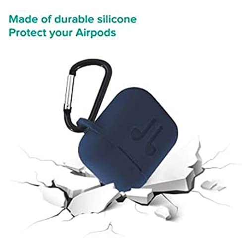 IONIX Silicone Soft Shock Proof Protective Case With Keychain For Airpods Pro Headphones 1 & 2 Wireless Earphone (Dark Blue) - Image 4