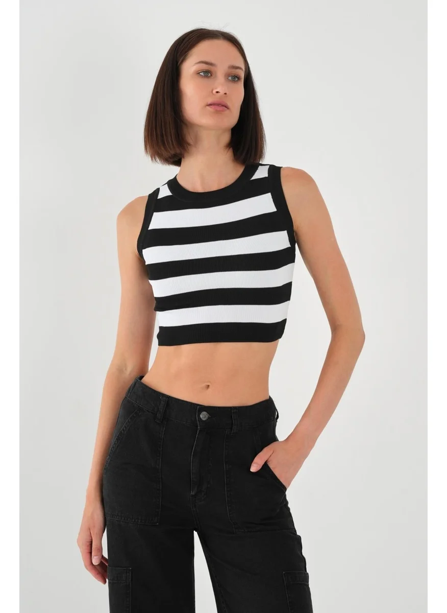 Alexander Gardi Alexandergardi Women's Striped Standard Knit Crop Tank Top