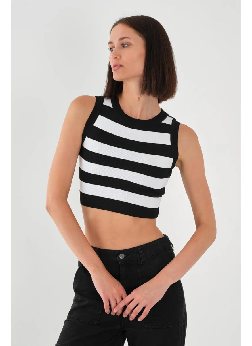 Alexander Gardi Alexandergardi Women's Striped Standard Knit Crop Tank Top