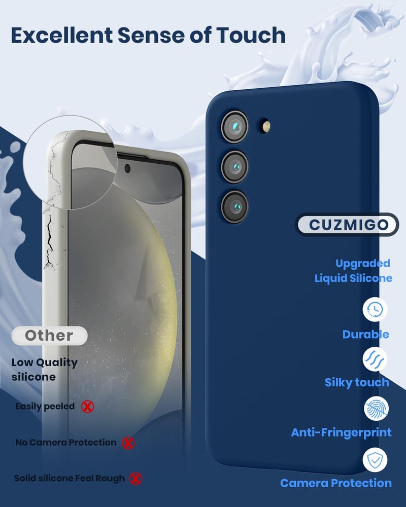 CUZMIGO for Samsung Galaxy S23 Plus Case, Soft Liquid Silicone Phone Cover with Color Variety, Slim Fit Shockproof Camera Protection Thin Cute Cases for Women and Girl, Navy Blue, 6.6“ - Image 3