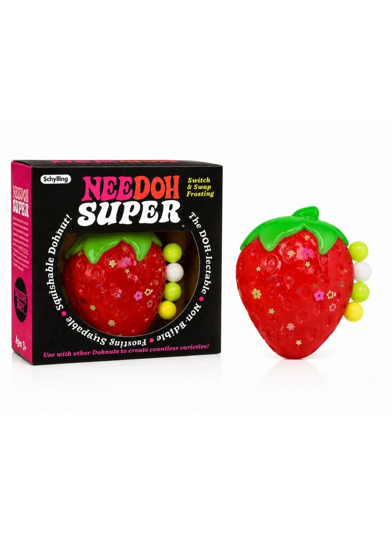 Needoh Strawberry Squishy Toy for Stress Relief – Handmade Soft Squishy Strawberry Fidget Toy for Kids & Adults Desk Toy for Anxiety Relief Slow Rising Squeeze Toy