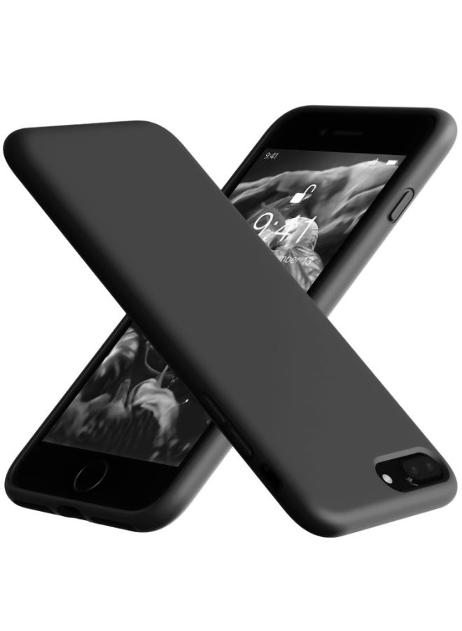 Compatible with iPhone 7/8 Plus Case 5.5 Inch Slim Liquid Silicone 4 Layers Soft Gel Rubber Shockproof Protective Phone Case with Anti Scratch Microfiber Lining (Midnight Grey) - Image 1