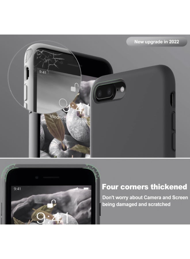 Compatible with iPhone 7/8 Plus Case 5.5 Inch Slim Liquid Silicone 4 Layers Soft Gel Rubber Shockproof Protective Phone Case with Anti Scratch Microfiber Lining (Midnight Grey) - Image 3