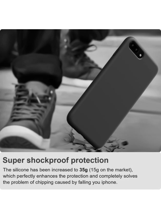 Compatible with iPhone 7/8 Plus Case 5.5 Inch Slim Liquid Silicone 4 Layers Soft Gel Rubber Shockproof Protective Phone Case with Anti Scratch Microfiber Lining (Midnight Grey) - Image 2