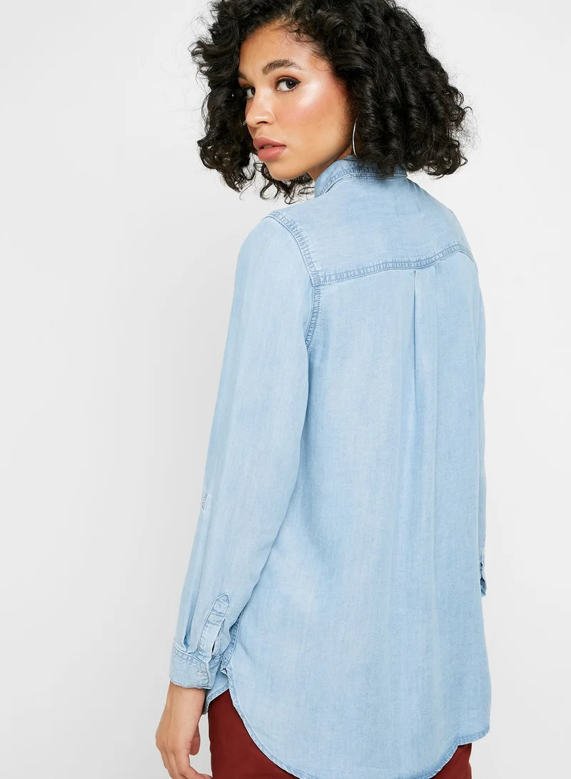 Reserved Longline Denim Shirt