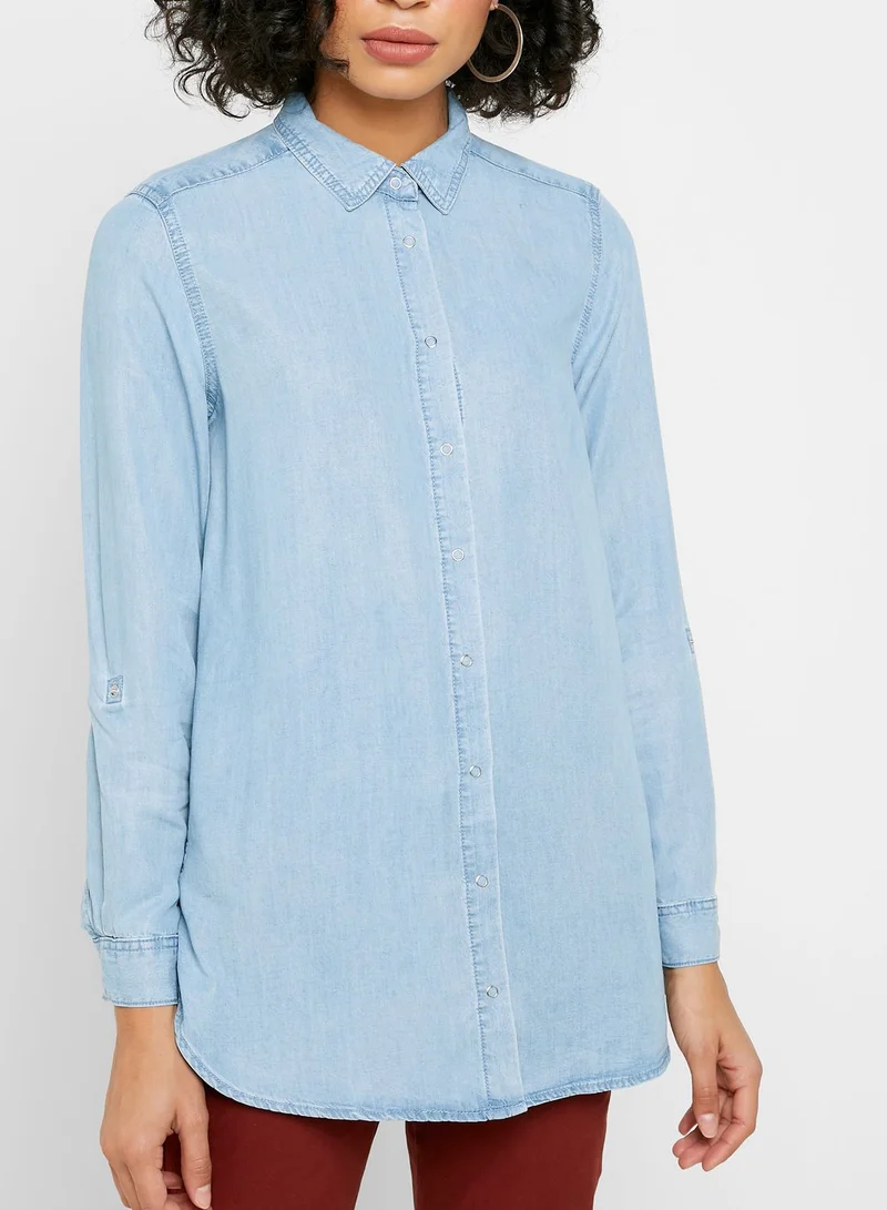 Reserved Longline Denim Shirt