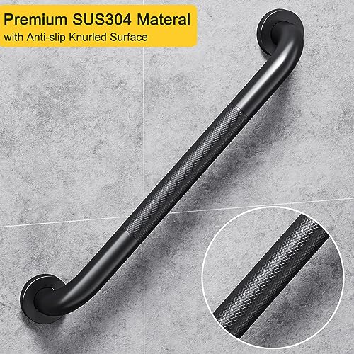 FANHAO 2 Pack Shower Grab Bar, 16 Inch Stainless Steel Bathroom Grab Bar with Anti-Slip Knurled Grip, Shower Handle Bath Handle, Safety Bars for Shower Chair Bench, Senior, Elderly, Handicap - Image 2