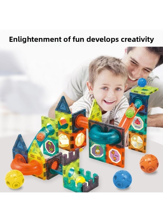 Creative Color Window Lighting Magnetic Film Pipe Ball Slide Track Varied Building Blocks Toys-Color:[155-piece Set] Color Box 2435g  - Image 4