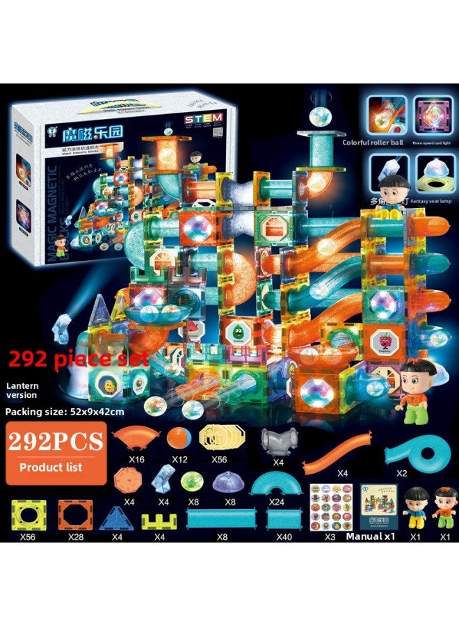 Creative Color Window Lighting Magnetic Film Pipe Ball Slide Track Varied Building Blocks Toys-Color:[155-piece Set] Color Box 2435g  - Image 3
