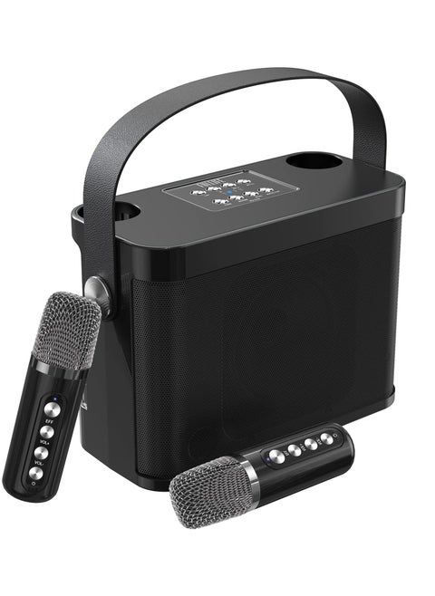 Karaoke Machine with 2 Wireless Microphone, Portable Bluetooth Speaker, 7 Modes Sound Changing Function, 5 Hours of Playtime Bluetooth, Pro Sound Big Audio and Rich Bass