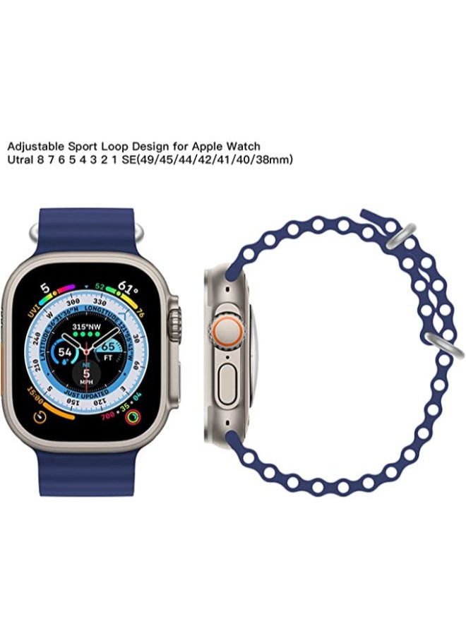 SHOPI - Newest Silicone Ocean Watch Band For Apple Watch Series 8 7 6 5 4 3 2 1 SE Compatible With Apple Watch Band 42mm 44mm 45mm 49mm Replacement Women Mens, Sport  slides Strap for iWatch Ultra - Image 1