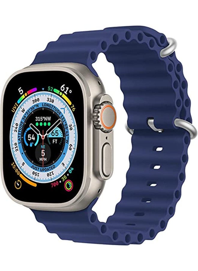 SHOPI - Newest Silicone Ocean Watch Band For Apple Watch Series 8 7 6 5 4 3 2 1 SE Compatible With Apple Watch Band 42mm 44mm 45mm 49mm Replacement Women Mens, Sport  slides Strap for iWatch Ultra - Image 1