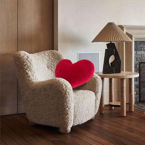 EastTree Heart Pillows, Red Heart Shaped Pillows, Love Throw Pillows, Cute Sherpa Heart Decor, Small Fluffy Pillows, Women Girls Living Bedroom Home Decoration 10x13 Inch - Image 4