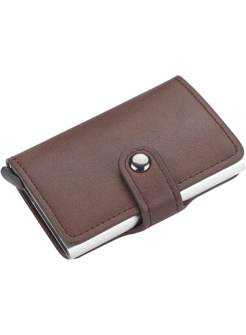 Leather card holder with metal button - practical design-browen-288