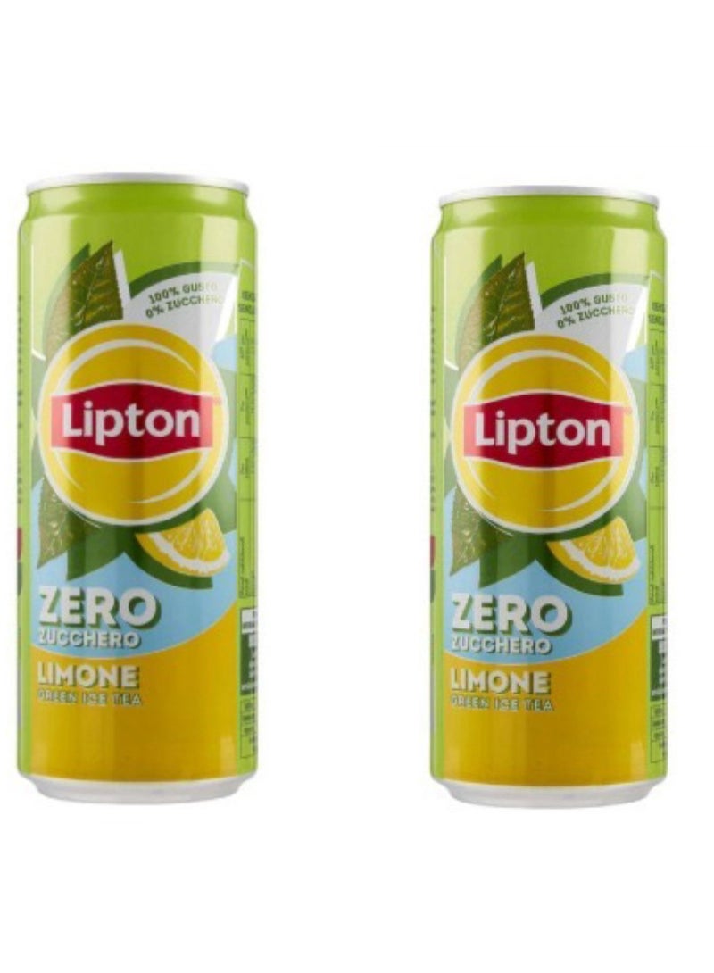 ليبتون شاي مثلج بالليمون بدون سكر، علبتان سعة 330 مل