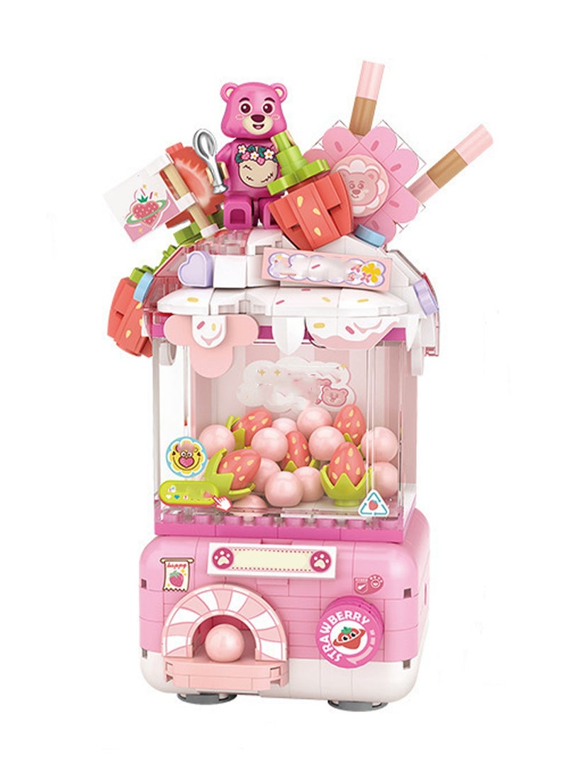 Mini Strawberry Gachapon Machine Toy Model Set Building Blocks Creative Diy Simulation Collection Building Assembly Children'S Toys - Image 1