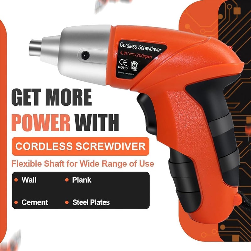 BIYALI 45 in 1 Screwdriver Drill Machine Reverse And Forward Cordless Rechargeable Screwdriver Tools Kit with Bits Holder with LED Light for Home Office DIY Tools 1Pcs Multicolor - Image 3