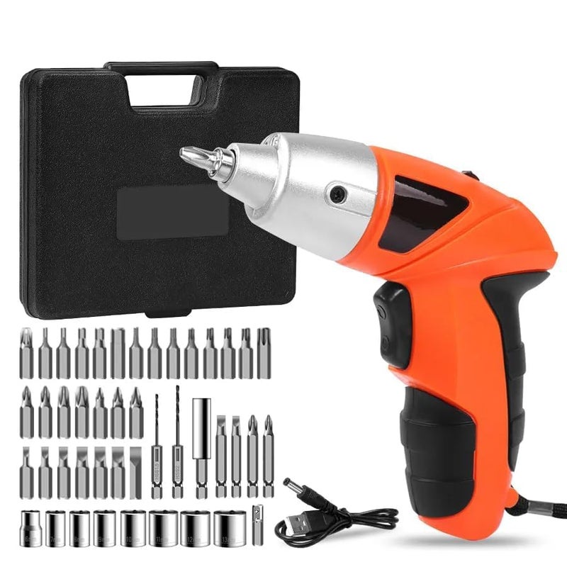 BIYALI 45 in 1 Screwdriver Drill Machine Reverse And Forward Cordless Rechargeable Screwdriver Tools Kit with Bits Holder with LED Light for Home Office DIY Tools 1Pcs Multicolor - Image 1