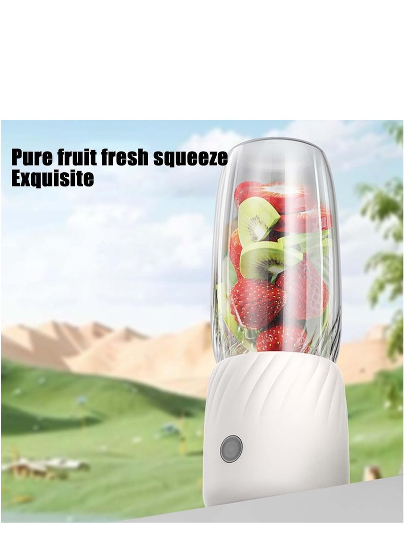 SYOSI Portable Blenders Rechargeable Mini Juicer, Handheld Mini Personals Electric Juicer for Fruit and Vegetables, USB Rechargeable Mini Juicing Cup for Outdoor Sports Travel (White) - Image 3