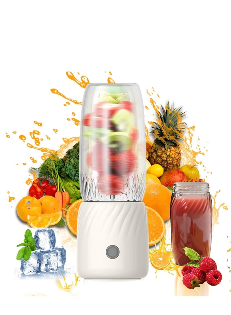 SYOSI Portable Blenders Rechargeable Mini Juicer, Handheld Mini Personals Electric Juicer for Fruit and Vegetables, USB Rechargeable Mini Juicing Cup for Outdoor Sports Travel (White) - Image 1