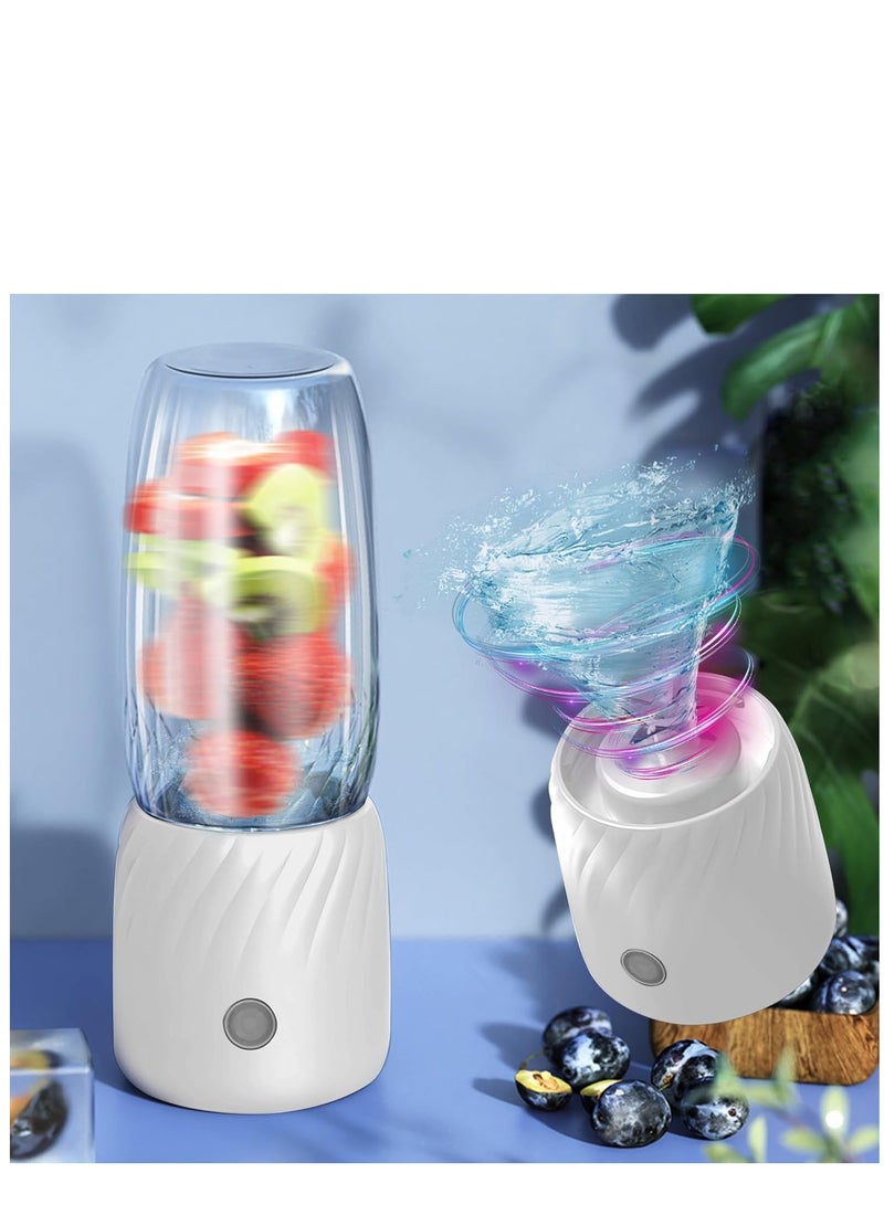 SYOSI Portable Blenders Rechargeable Mini Juicer, Handheld Mini Personals Electric Juicer for Fruit and Vegetables, USB Rechargeable Mini Juicing Cup for Outdoor Sports Travel (White) - Image 4
