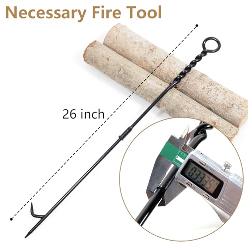 CKLT Fire Poker for Fire Pit Outdoor, 26inch Twisted Rope Design Camping Fireplace Poker, Removable and Portable Fire Pit Accessories, Heavy Duty Solid Steel Fireplace Tool Rust-Resistant Black Finish - Image 2