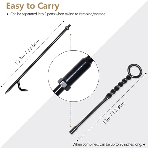 CKLT Fire Poker for Fire Pit Outdoor, 26inch Twisted Rope Design Camping Fireplace Poker, Removable and Portable Fire Pit Accessories, Heavy Duty Solid Steel Fireplace Tool Rust-Resistant Black Finish - Image 3
